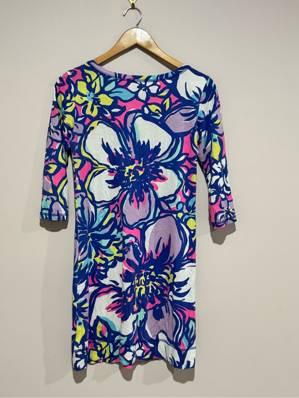 Lilly Pulitzer dress XXS multicolor floral Pima cotton knit shift V-neck short - Picture 4 of 4